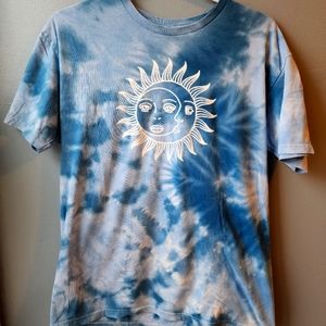 Vintage Tie Dye Shirt With Sun - Men | Color: Blue | Size: L
